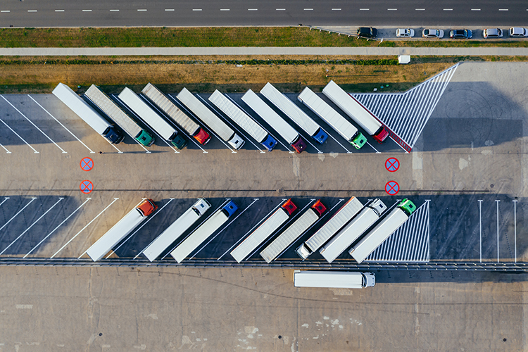 asset finance aerial view of trucks