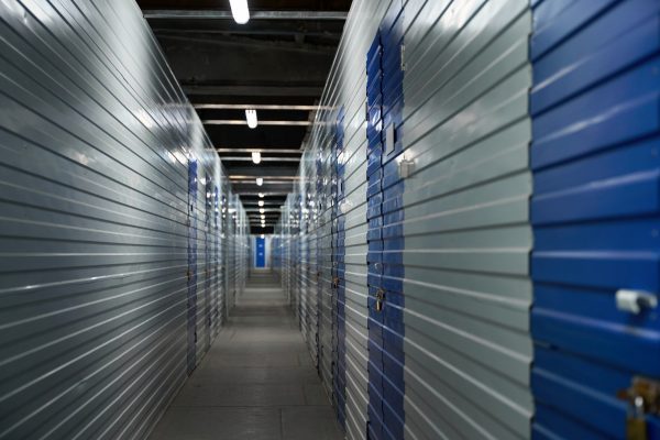 Mini self-storage rental units offer big corridor with multiple storage rooms for convenience